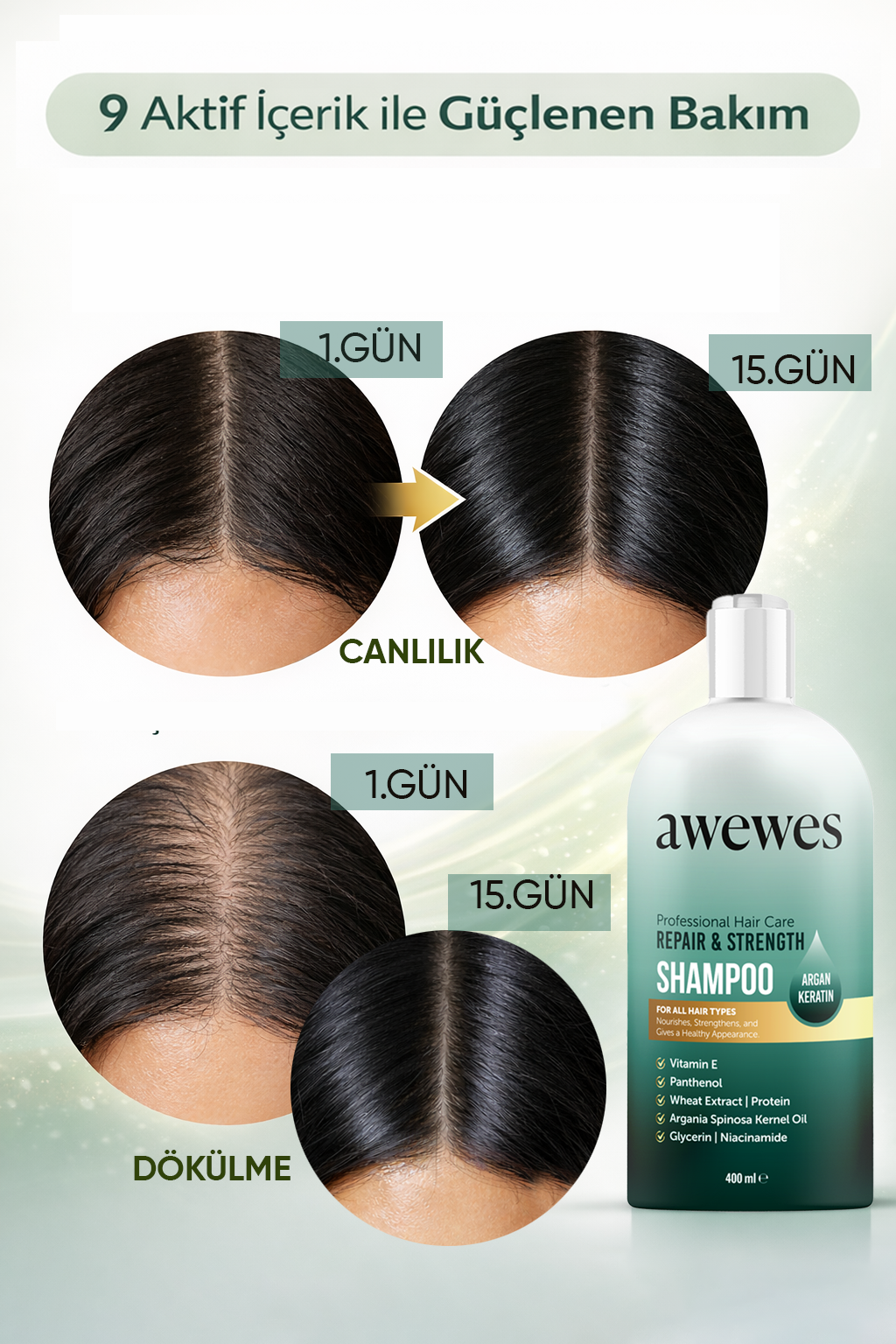 Aqua Guard Şampuan 400 ml – Şehir Suyuna Özel Bakım Biotin & Keratin 9 Aktif İçerik