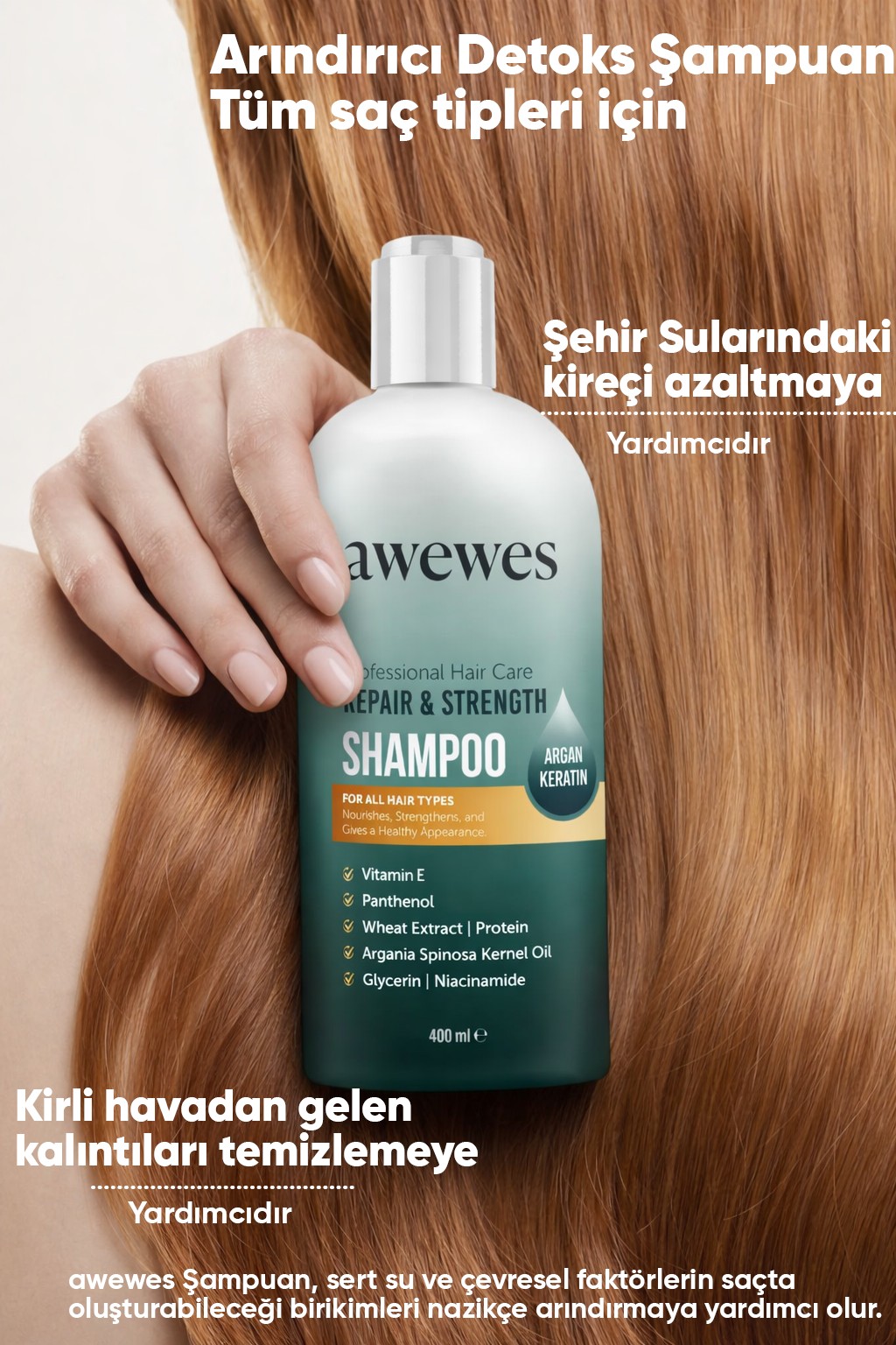 Aqua Guard Şampuan 400 ml – Şehir Suyuna Özel Bakım Biotin & Keratin 9 Aktif İçerik